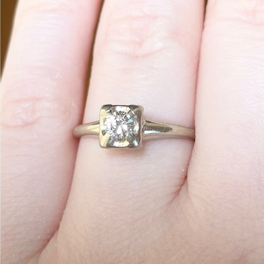 14K Vintage quarter carat round Diamond white gold Artcarved engagement ring - Picture 2 of 13